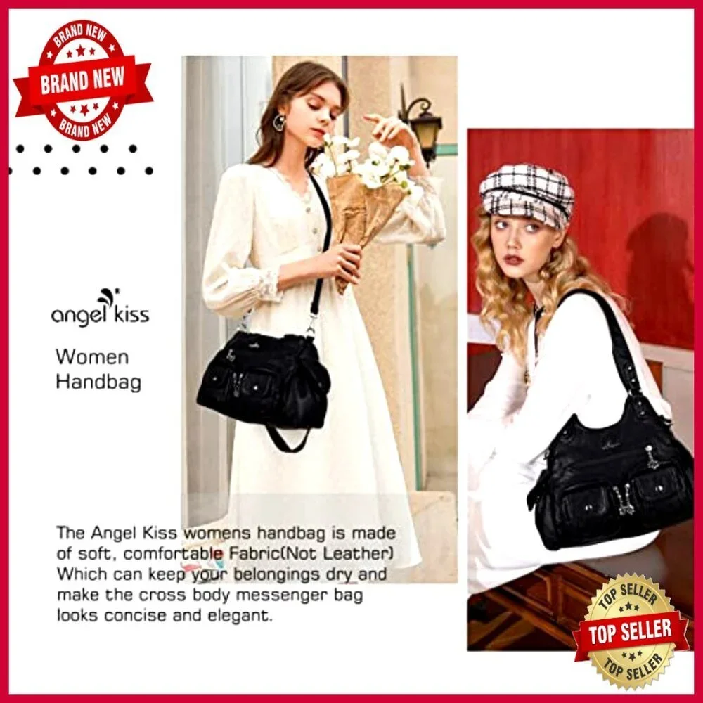 Soft PU Leather Hobo Shoulder Bag with Adjustable Strap, 3 Pockets